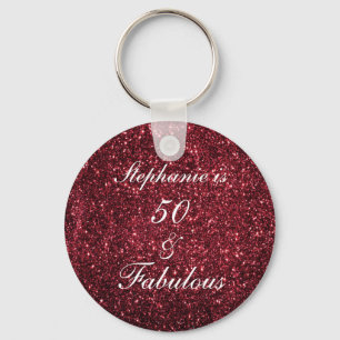 Chaveiro 50 E Fabuloso Aniversário Vermelho Brilhante