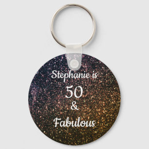 Chaveiro 50 E O Fabuloso Aniversário, Dourado Brilhante Om