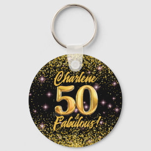 Chaveiro 50 Estrelas Douradas Fabulosas, Rosa-Rosa, 50º ani
