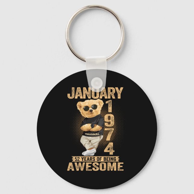 Chaveiro 52 Year Old January 1974 Teddy Bear 52nd Birthday  (Frente)