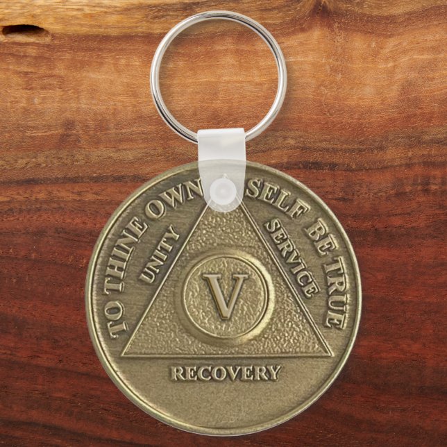 Chaveiro 5 anos de nome personalizado Sober Medallion (Frente)
