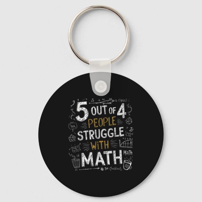 Chaveiro 5 em cada 4 pessoas lutam com matemática piada eng (Frente)