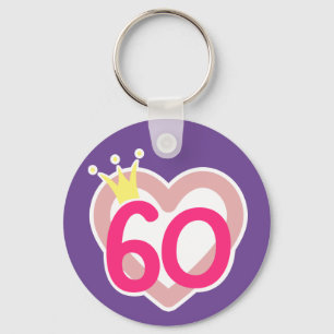 Chaveiro 60º aniversário Coração Princesa Coroa Rosa