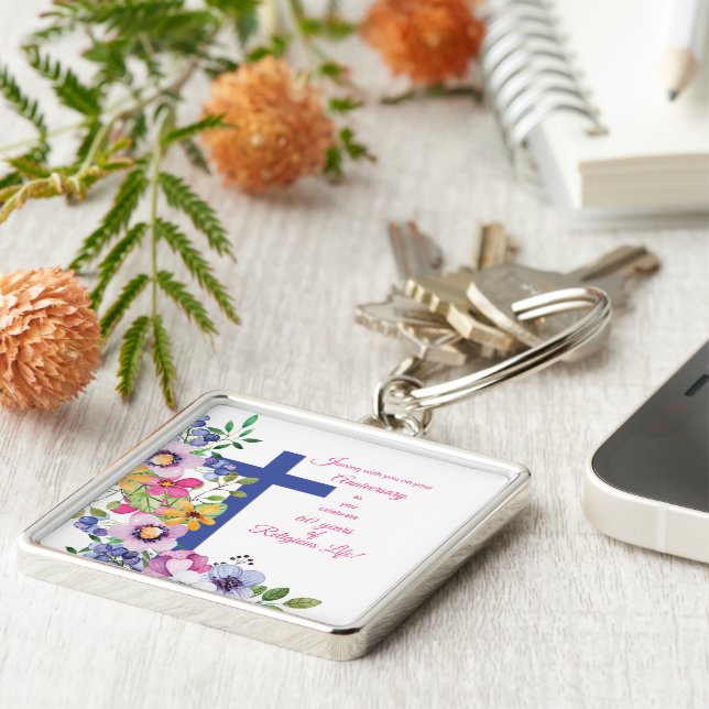 Chaveiro 60º Aniversário, freira, Cruz de Vida Religiosa (Lateral)