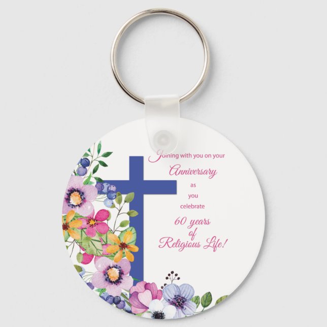 Chaveiro 60º Aniversário, freira, Cruz de Vida Religiosa (Frente)