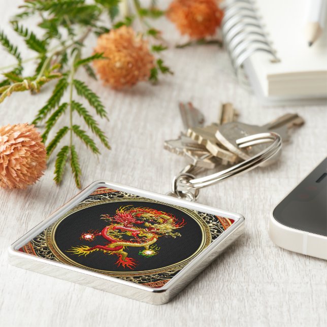 Chaveiro [600] Dragões vermelhos e amarelos (Lateral)