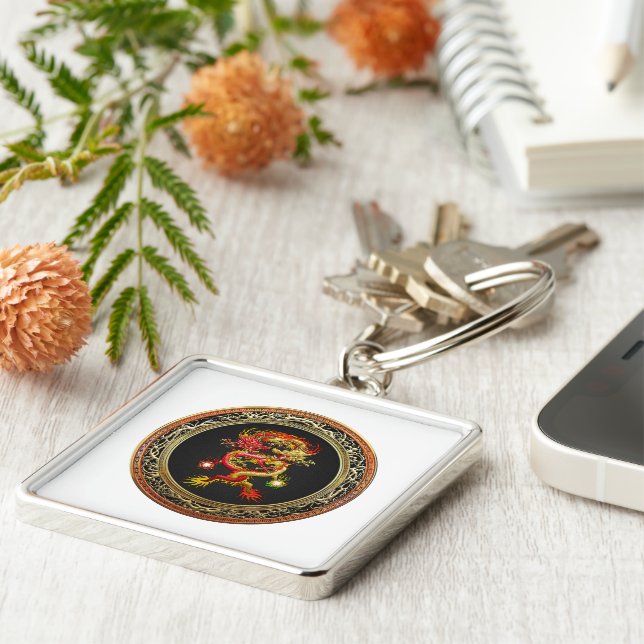 Chaveiro [600] Dragões vermelhos e amarelos (Lateral)