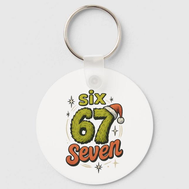 Chaveiro 67, 6-7 meme, 6 7 funny, 67 christmas (Frente)
