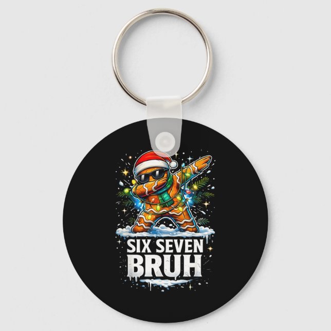 Chaveiro 67 Christmas 6 7 Meme Gingerbread Man Xmas Pajamas (Frente)