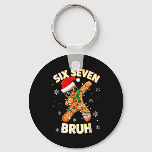 Chaveiro 67 Christmas 6 7 Meme Gingerbread Man Xmas Pajamas (Frente)