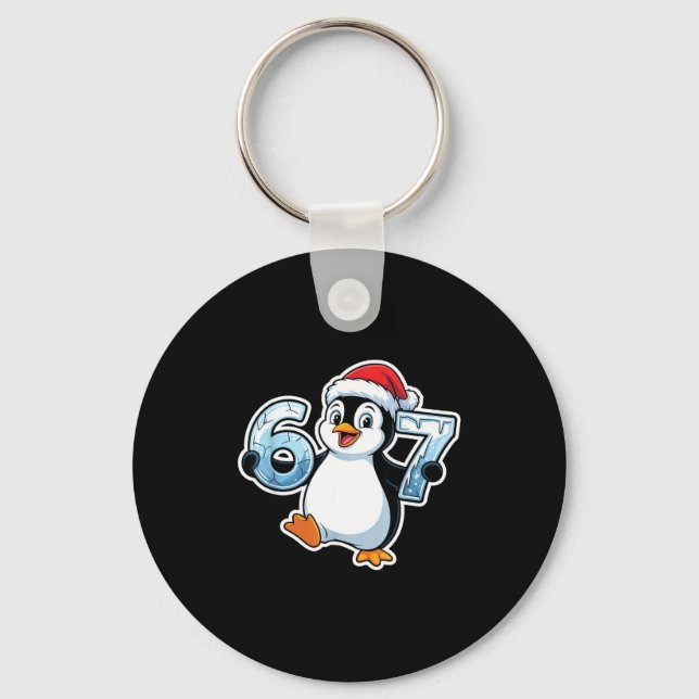 Chaveiro 67 Christmas Penguin Santa Hat Birthday Holiday  (Frente)