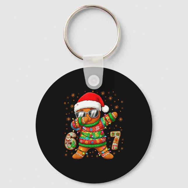 Chaveiro 67 Christmas Six Seven Meme Gingerbread Santa Ligh (Frente)