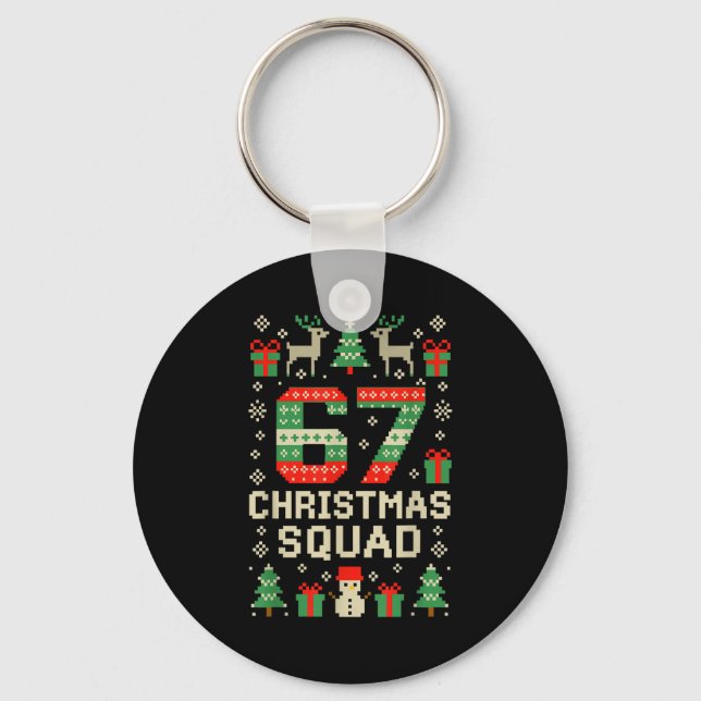 Chaveiro 67 Christmas Squad Brainrot Meme Ugly Xmas Six Sev (Frente)