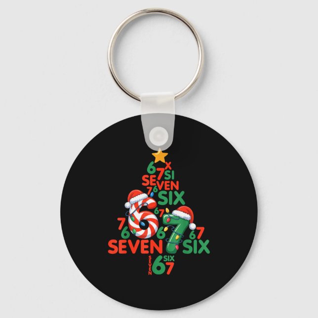 Chaveiro 67 Christmas Tree Candy Cane Holiday Six Seven Mem (Frente)