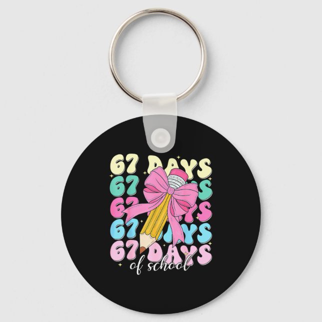 Chaveiro 67 Days Of School Coquette Bow Pencil Teacher Cute (Frente)