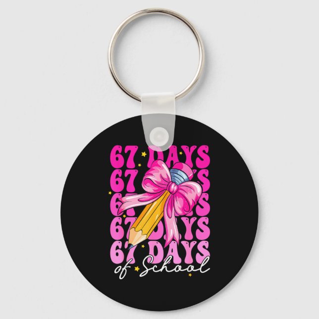 Chaveiro 67 Days Of School Girls Coquette Bow Pencil Teache (Frente)