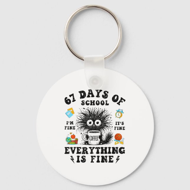 Chaveiro 67 Days Of School I Survived Funny Teachers Studen (Frente)