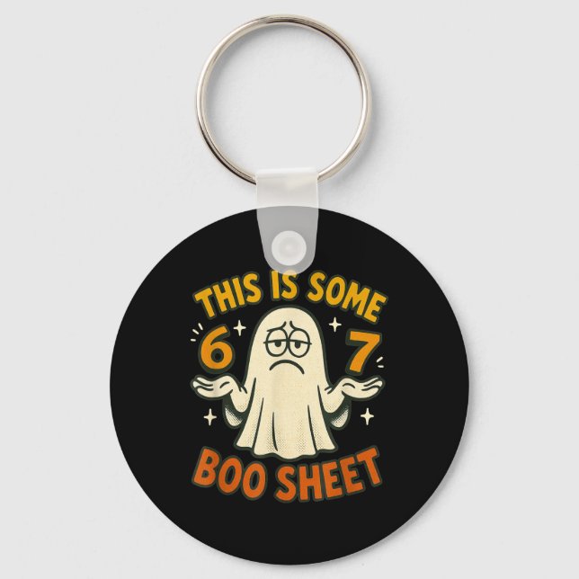 Chaveiro 67 Fantasia de Halloween Meme 6 7 Folha de Boo Div (Frente)