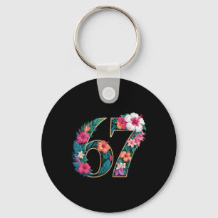 Chaveiro 67 Floral Flor Geração Aniversário de 67 anos Núme