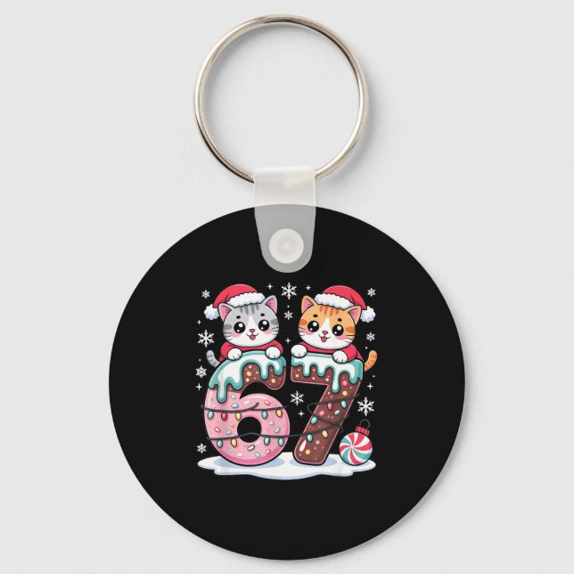 Chaveiro 67 Funny Meme Kawaii Cats Christmas Ice Cream Drip (Frente)