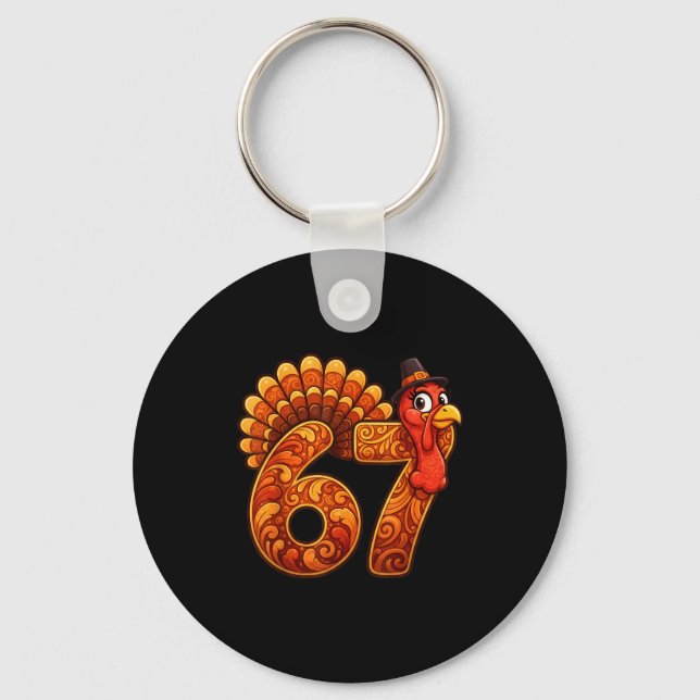 Chaveiro 67 Funny Thanksgiving Turkey Meme Six Seven 6 7  (Frente)