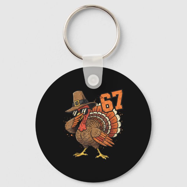 Chaveiro 67 Funny Thanksgiving Turkey Meme Six Seven 6 7  (Frente)
