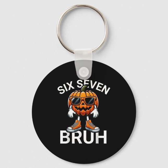 Chaveiro 67 Halloween Funny Six Seven Meme Brainrot Pumpkin (Frente)