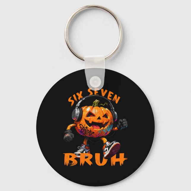 Chaveiro 67 Halloween Funny Six Seven Meme Brainrot Pumpkin (Frente)