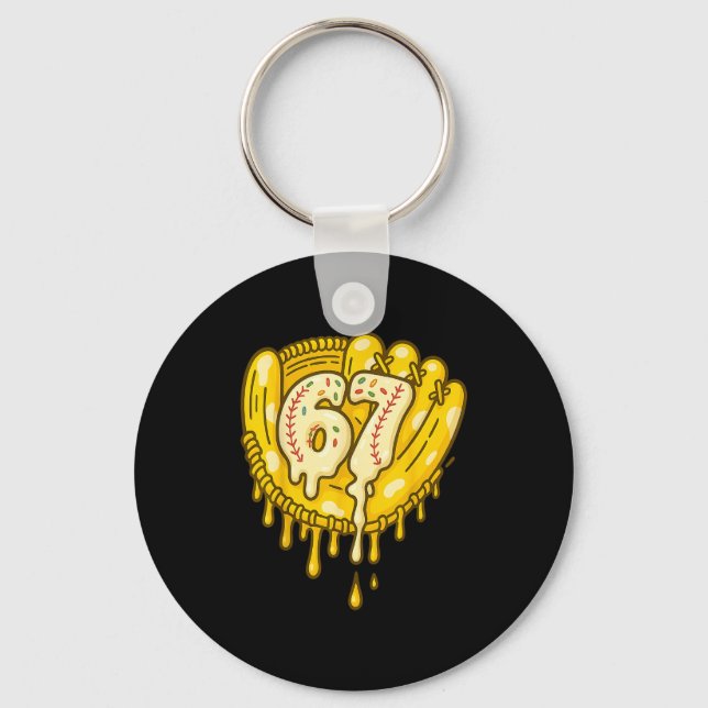 Chaveiro 67 Ice Cream Drip Funny Six Seven Baseball  (Frente)