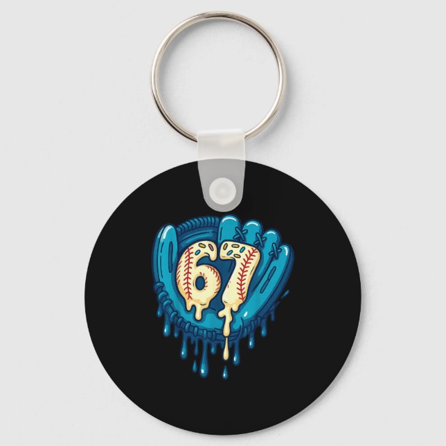 Chaveiro 67 Ice Cream Drip Funny Six Seven Baseball  (Frente)