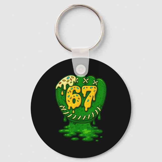 Chaveiro 67 Ice Cream Drip Funny Six Seven Baseball  (Frente)