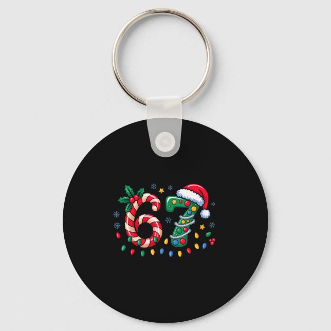 Chaveiro 67 Meme de Natal Six Seven Xmas Engraçado Rapazes  (Frente)