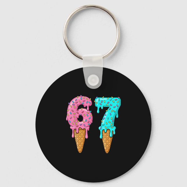 Chaveiro 67 Meme de Sorvete Drip Engraçado Six Seven Geraçã (Frente)