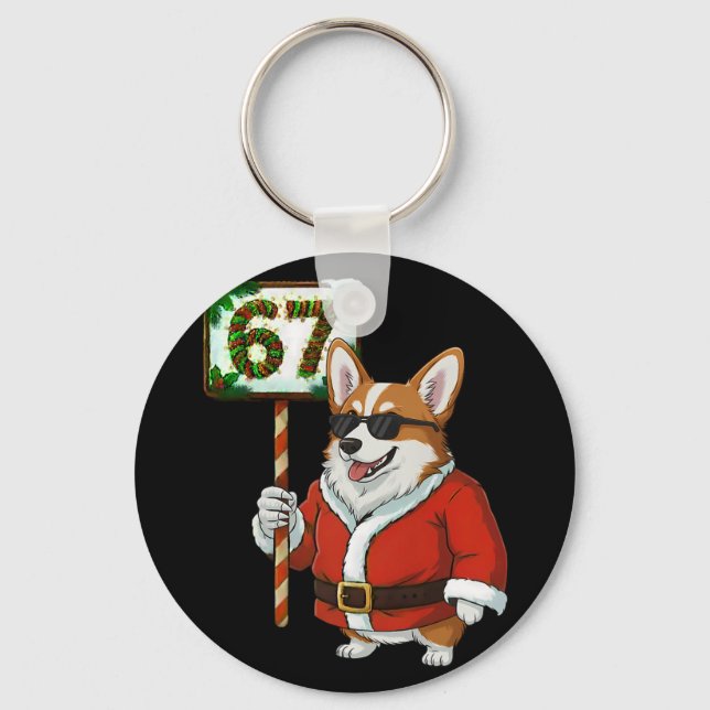 Chaveiro 67 Meme Engraçado Seis Sete Natal Corgi Amante de  (Frente)