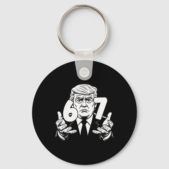 Chaveiro 67 Meme Funny Trump 67 Hands Meme Slang 6 7 Hands  (Frente)