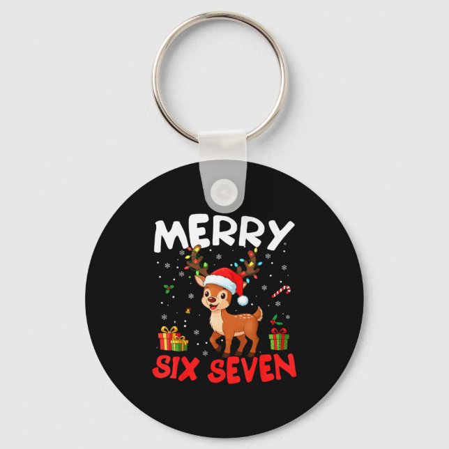 Chaveiro 67 Meme Merry Six Seven Reindeer Funny Christmas W (Frente)