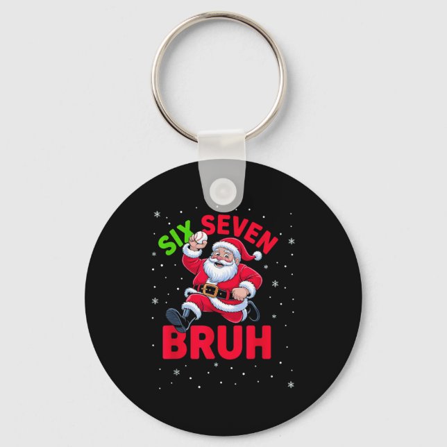 Chaveiro 67 Meme Six Seven Bruh Santa Baseball Christmas Bo (Frente)