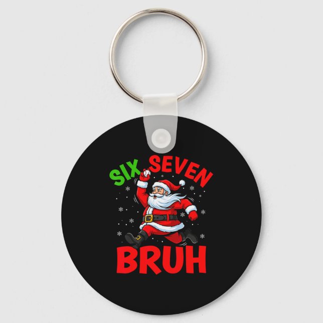 Chaveiro 67 Meme Six Seven Bruh Santa Baseball Funny Christ (Frente)