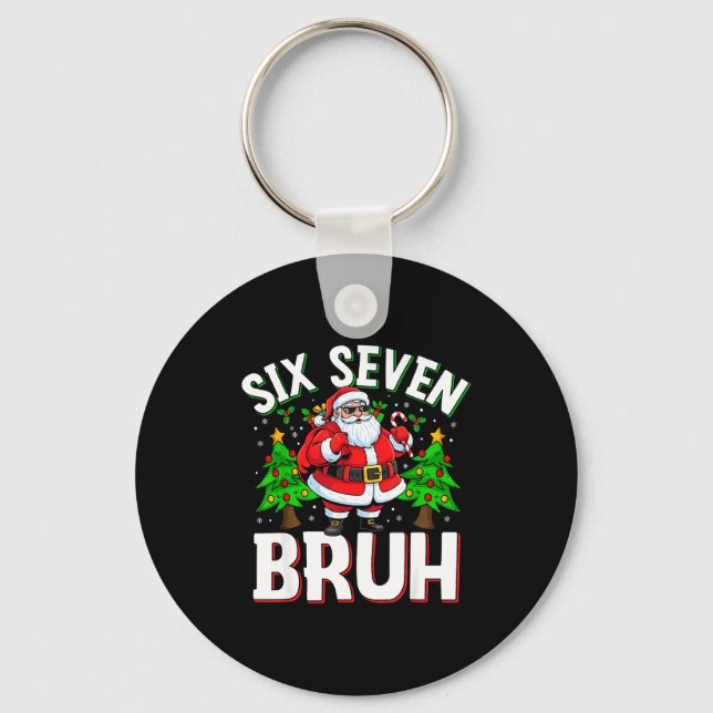 Chaveiro 67 Meme Six Seven Bruh Santa Funny Christmas Kids  (Frente)