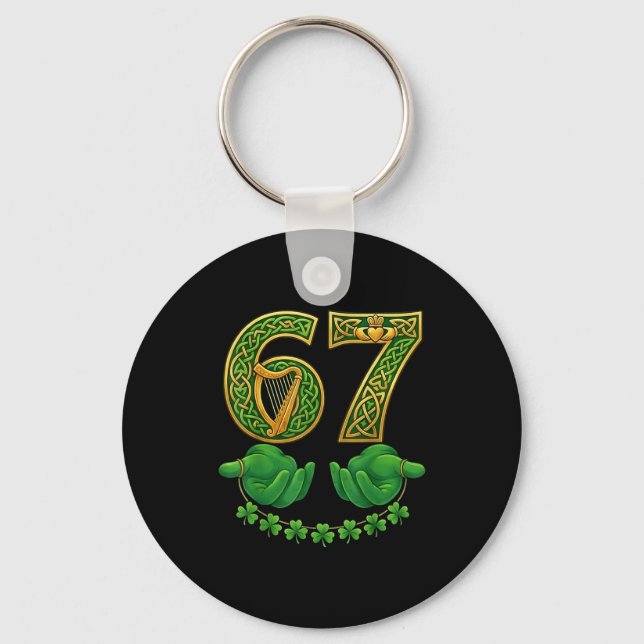 Chaveiro 67 Meme Trevos Seis Sete Trevos 6-7 St Patrício (Frente)