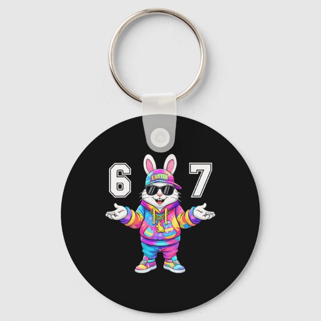 Chaveiro 67 Seis Sete Bunny Tie Dye Dia de Páscoa 67 Meme H (Frente)