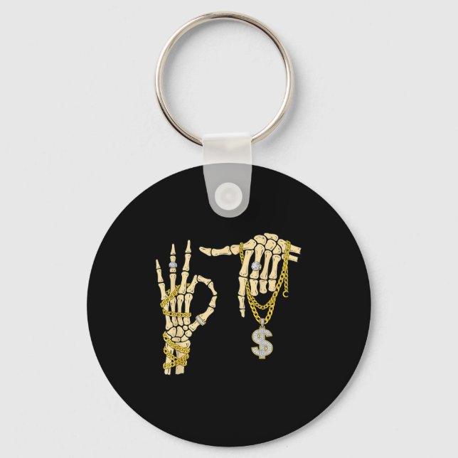 Chaveiro 67 Six Seven Meme Novelty Skeleton Hand Bling Chai (Frente)