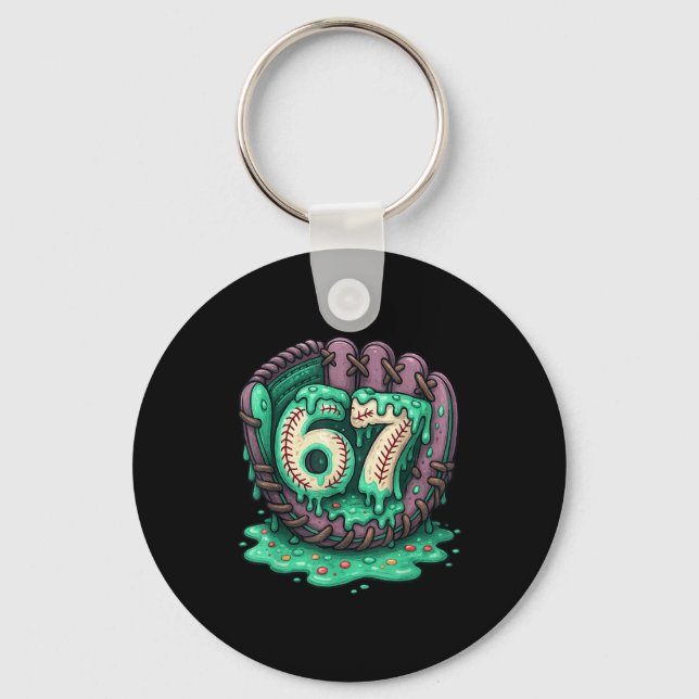 Chaveiro 67 Sorvete Drip Engraçado Seis Sete Beisebol  (Frente)