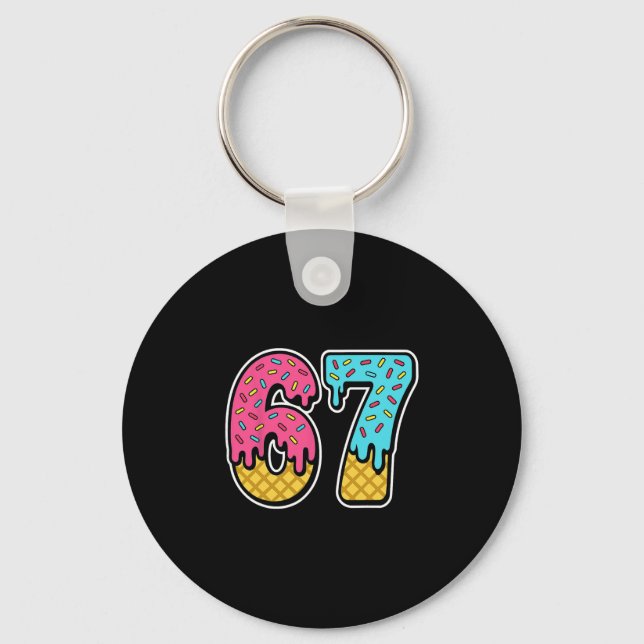 Chaveiro 67 Sorvete Drip Meme Six Seven Divertido Gen Alpha (Frente)