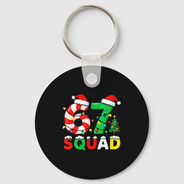 Chaveiro 67 Squad Christmas Candy Cane Six Seven Meme Xmas  (Frente)
