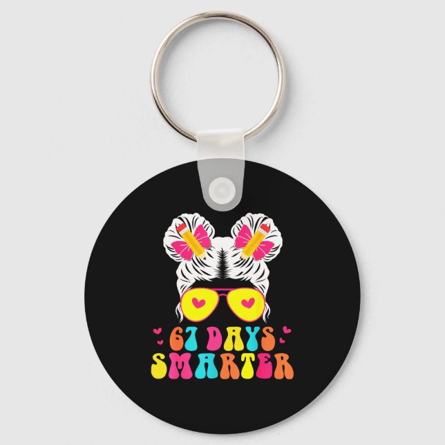 Chaveiro 67th Day Of School Shirt 67 Day Smarter Bun Teache (Frente)
