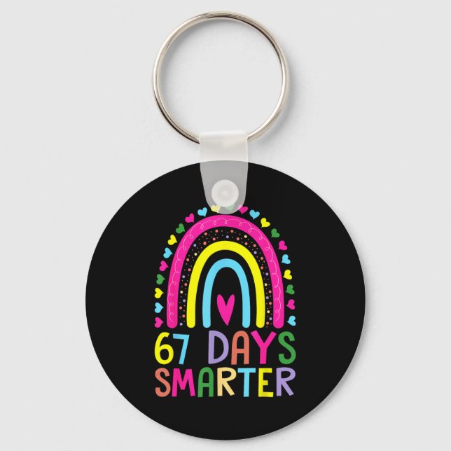 Chaveiro 67th Day Of School Teacher 67 Days Smarter Rainbow (Frente)