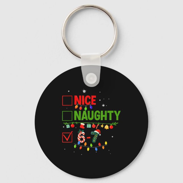 Chaveiro 6-7 Meme Nice Naughty 67 Christmas Brain Rot Funny (Frente)