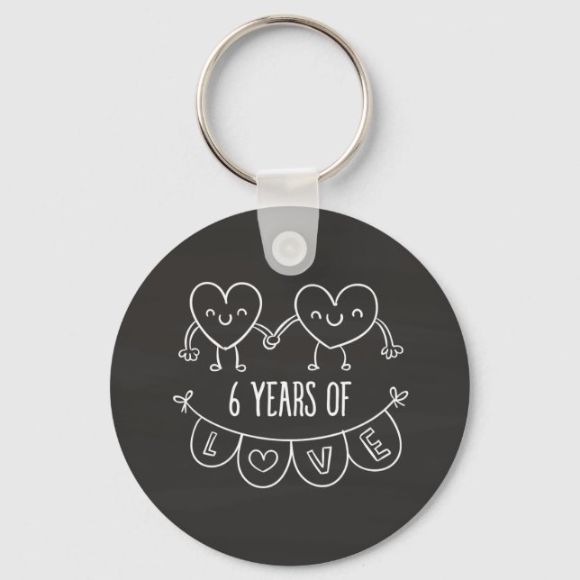 Chaveiro 6 Anniversário Gift Chalk Hearts (Frente)