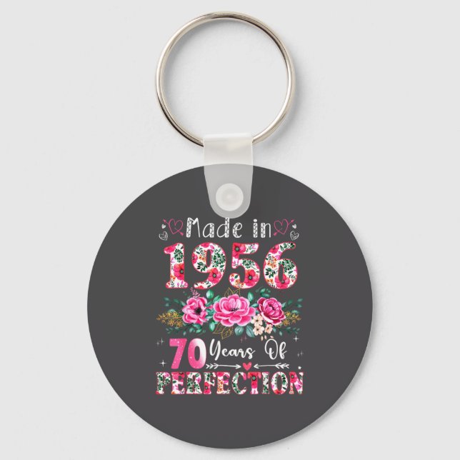 Chaveiro 70 Year Old Made In 1956 Floral 70th Birthday Wome (Frente)